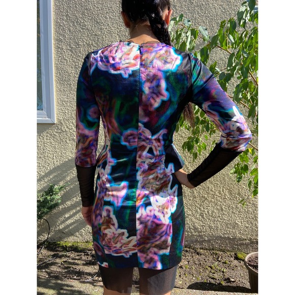 Body Con Multicolored Dress | Long Sleeved Evening Dress | Fitted Women Dress - Picture 2 of 3
